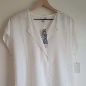 14th & Union NWT L Semi Sheer White Short Sleeve